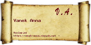 Vanek Anna névjegykártya
