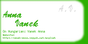 anna vanek business card